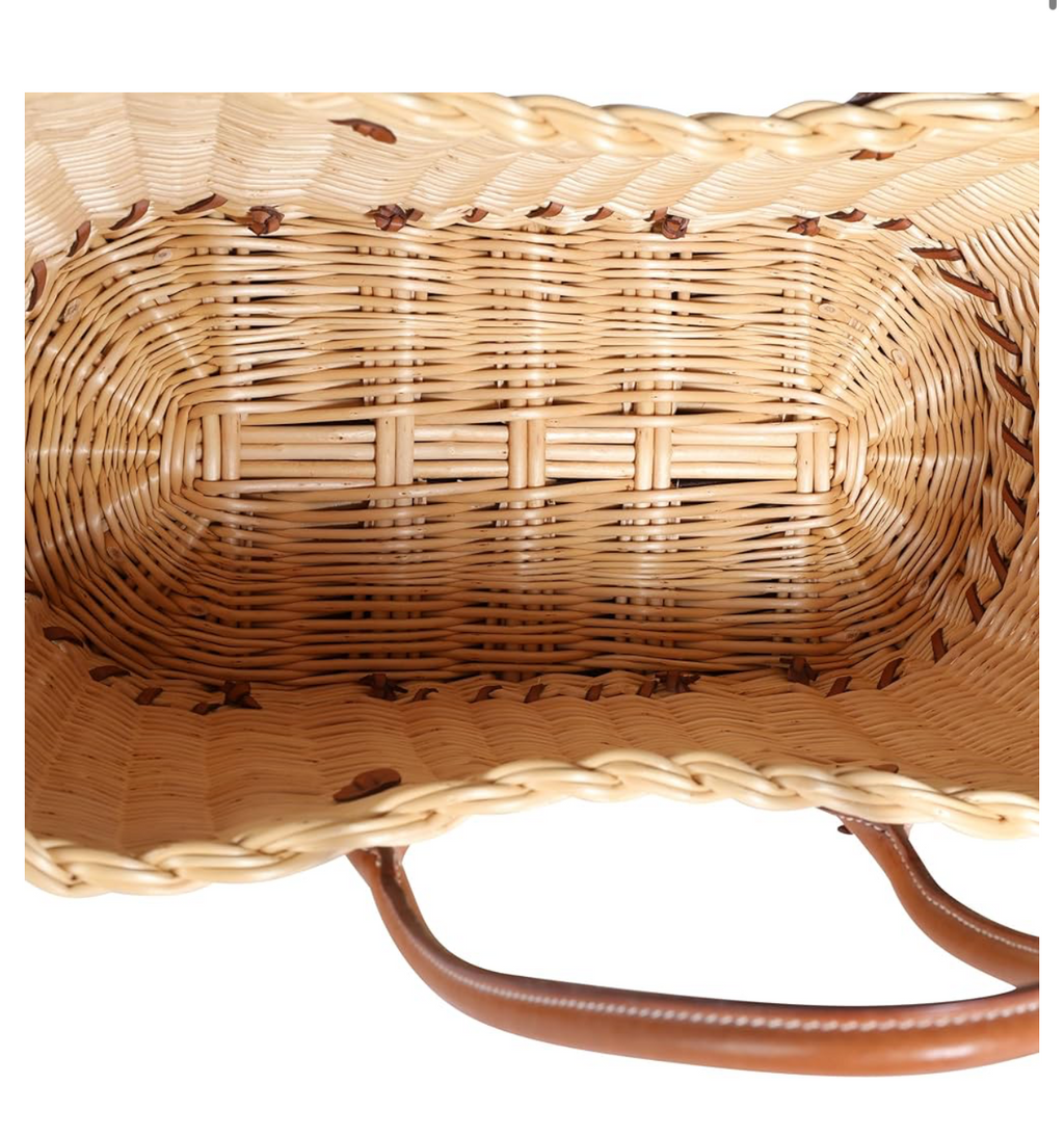 Pre-Loved Fauve Barenia Wicker Osier Garden Party 36, Beige, Brown