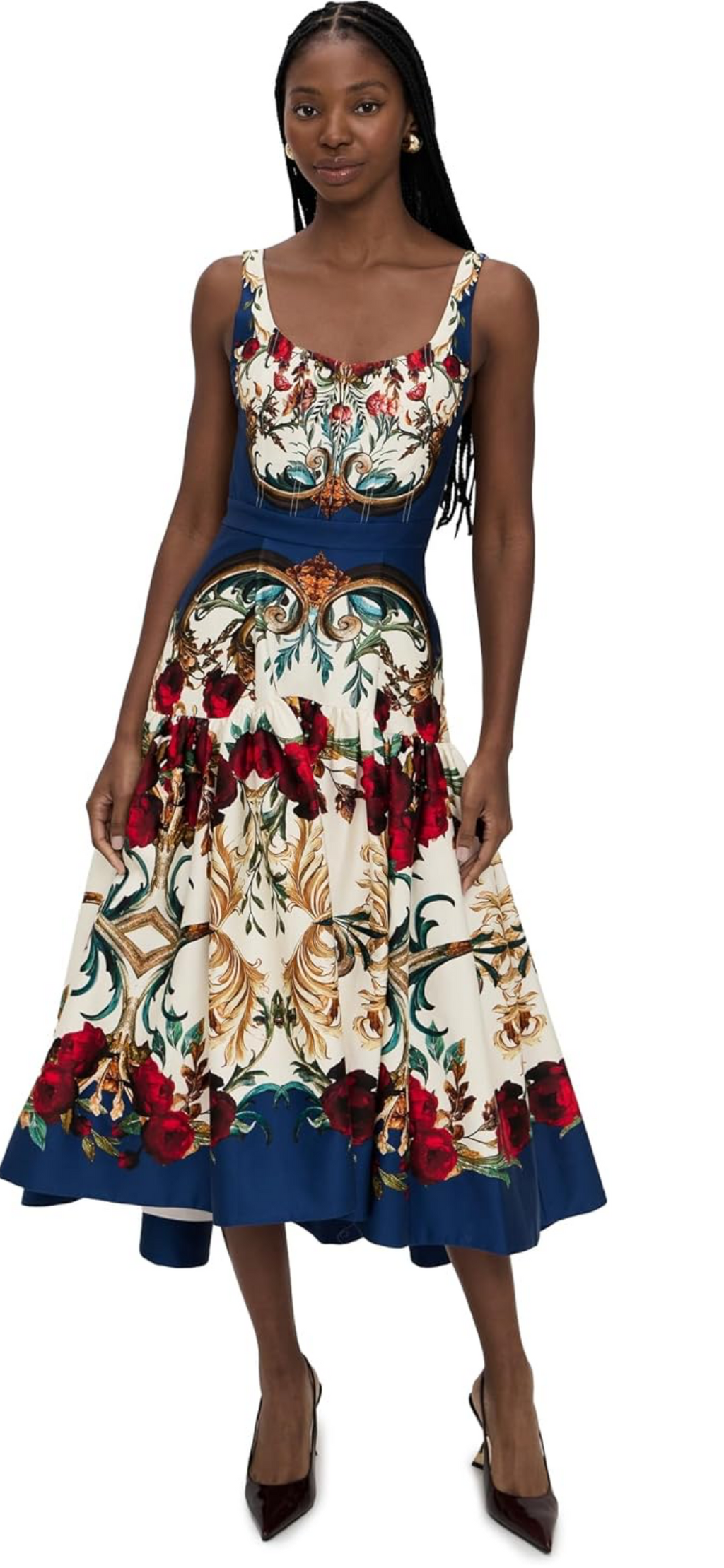 alice + olivia Women's Diana Structured Midi Dress