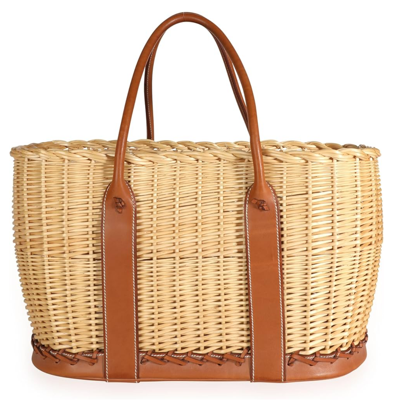 Pre-Loved Fauve Barenia Wicker Osier Garden Party 36, Beige, Brown