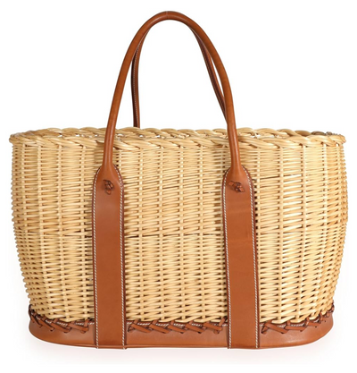Pre-Loved Fauve Barenia Wicker Osier Garden Party 36, Beige, Brown