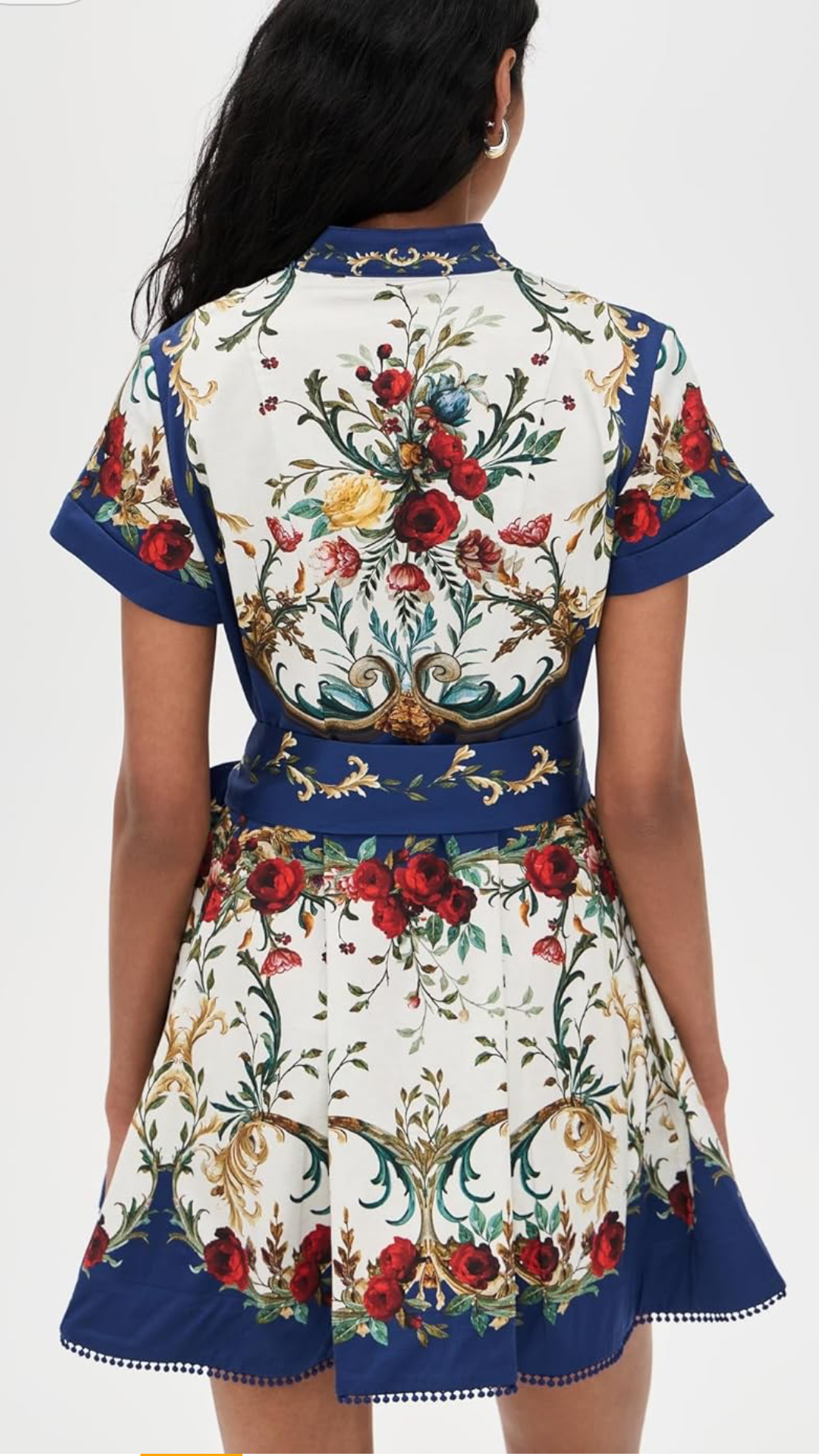 alice + olivia Women's Lucy Short Sleeve Mini Shirt Dress with Tie Belt