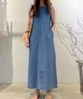 Geleglaer Sleeveless Denim Maxi Dress