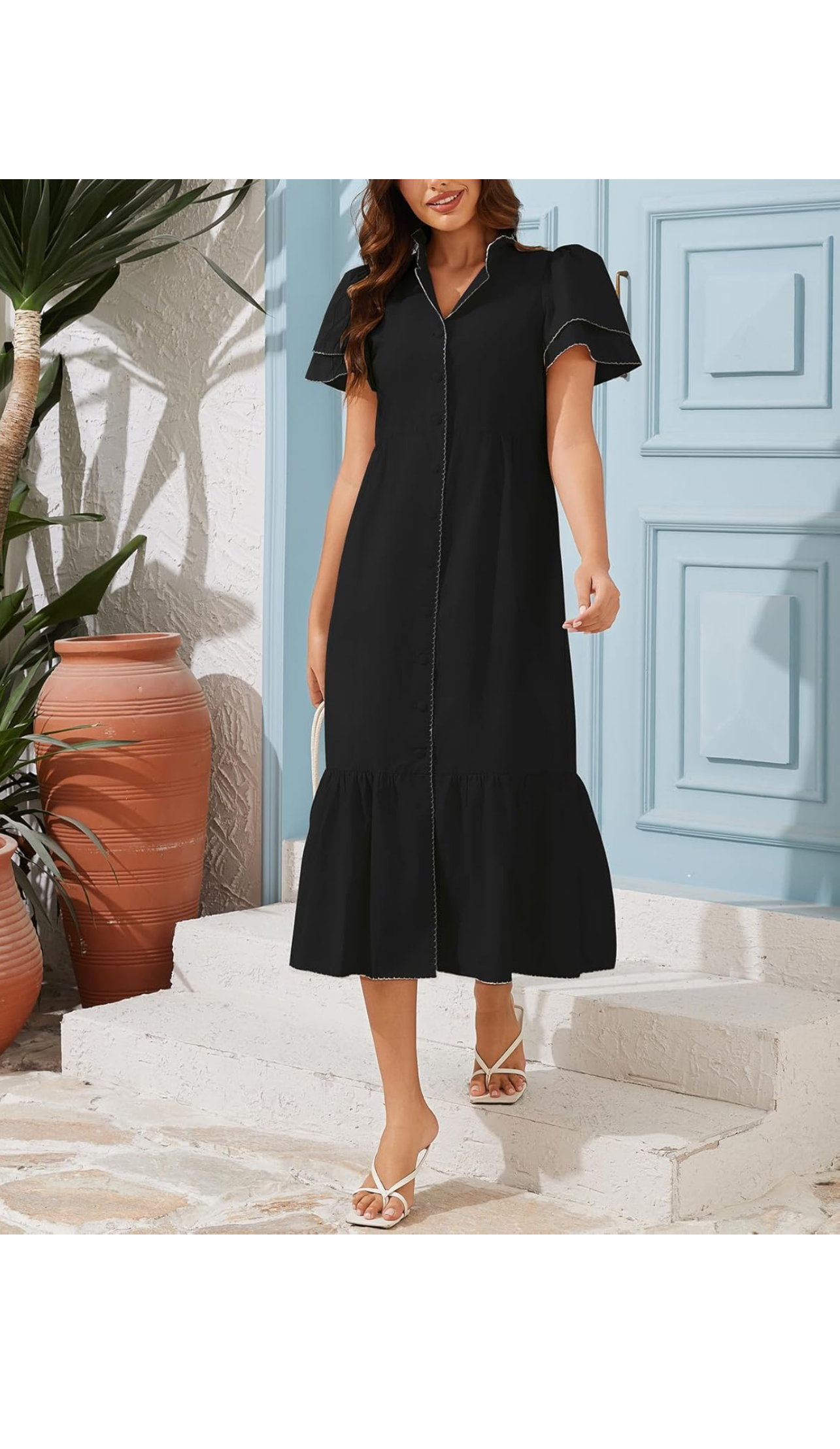 Kedera Maxi Petal Sleeve Button Down Dress