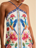 Tropical Tie Backless Halter Dress